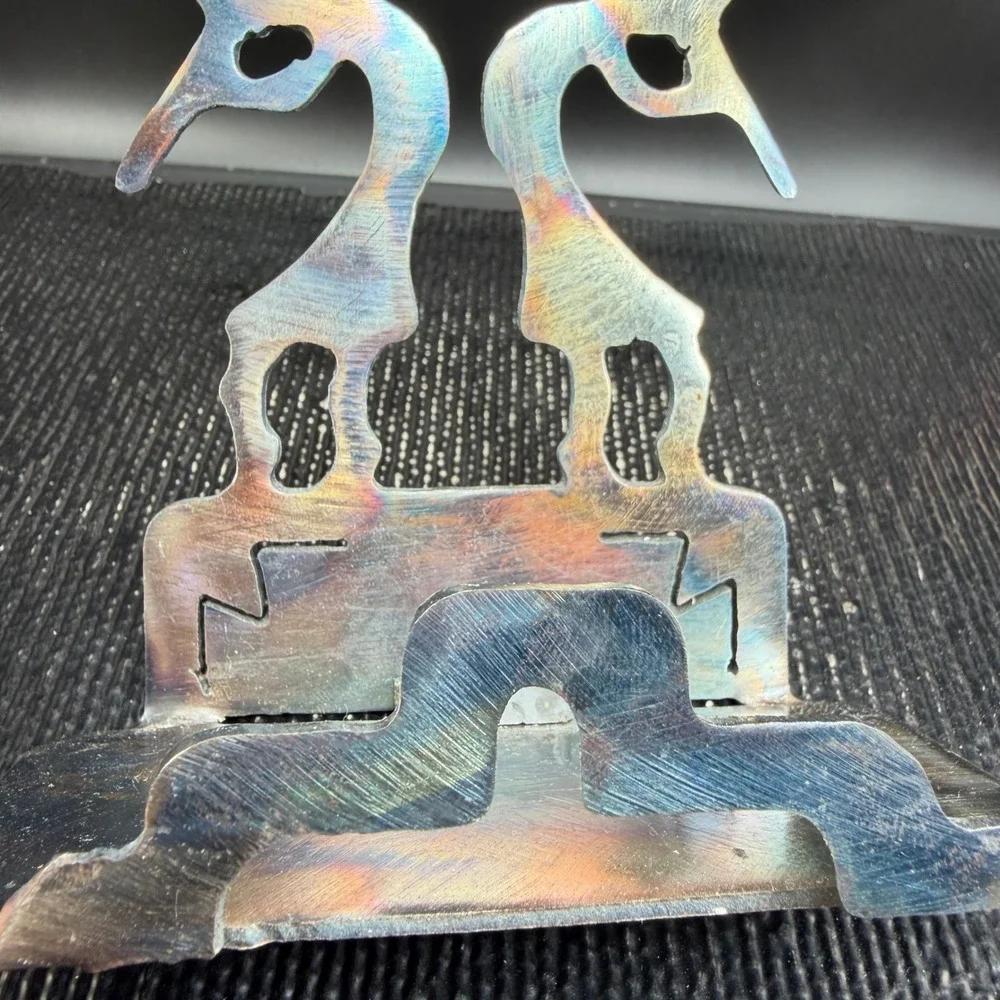 Iridescent Metal Kokopelli Business Card Holder Southwestern Desk Decor HandMade
